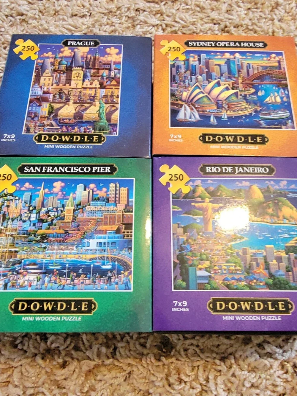 Dowdle Mini Wooden Jigsaw Puzzles Set World Cities 4-Pack 250 Piece Each!